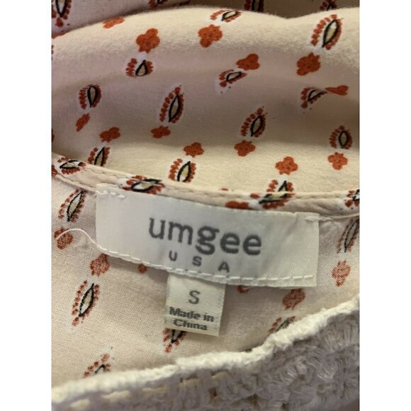 Umgee Small Peasant Top Lace Crocheted Neckline Boho 3/4 Sleeve Prairie Hippie - Picture 9 of 10